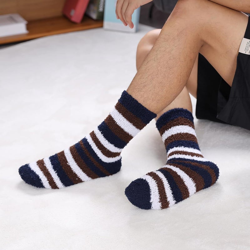 LINEMIN Mens Fuzzy Socks Cozy Fluffy Winter Warm Slipper Socks Microfiber Soft Home Sleeping Socks 5/6 Pairs - Image 4